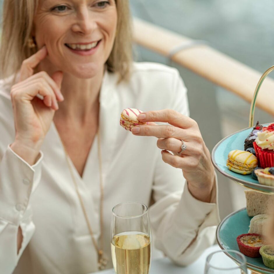 High Tea Mum Eating Macaron 940X940
