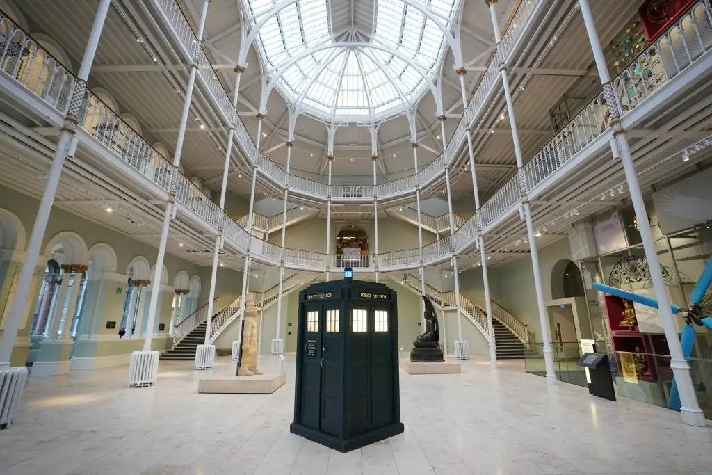 A TARDIS Landed In The Grand Gallery At The National Museum Of Scotland